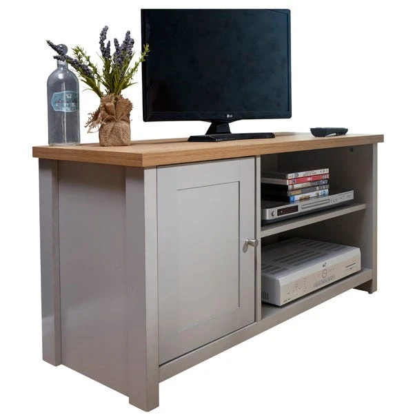 Lancaster Compact TV Unit, Grey And Oak For TVs Up To 42" - Image 8