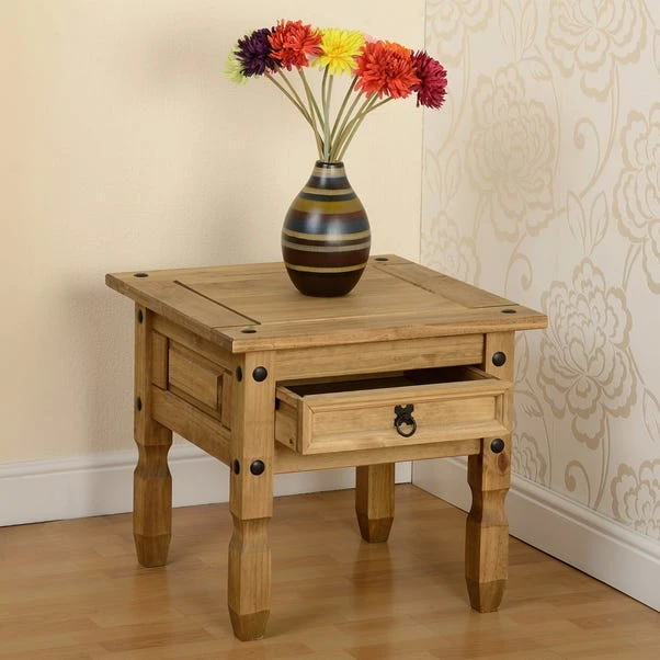Corona 1 Drawer Lamp Table, Pine - Image 2