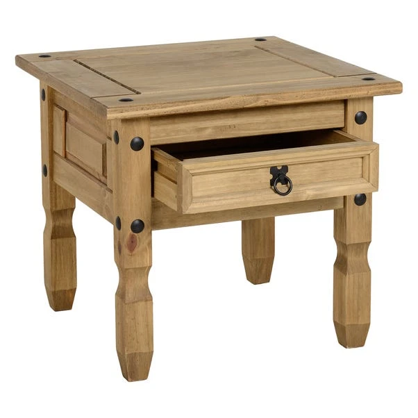Corona 1 Drawer Lamp Table, Pine - Image 4
