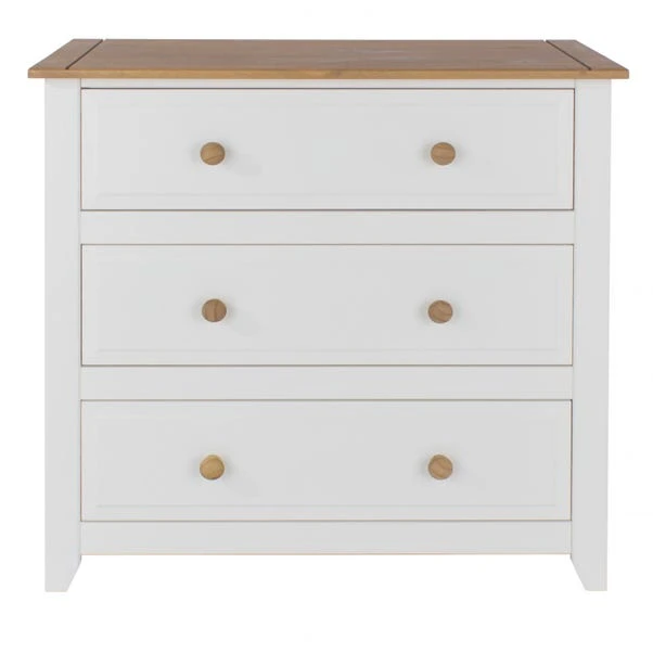 Capri 3 Drawer Chest, White & Pine - Image 2