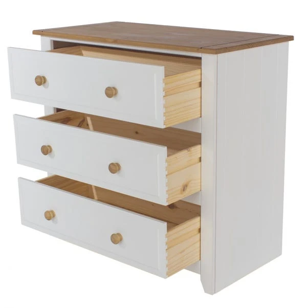Capri 3 Drawer Chest, White & Pine - Image 3