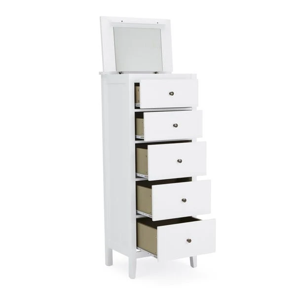 Lynton Tall Small 5 Drawer Chest, White - Image 5