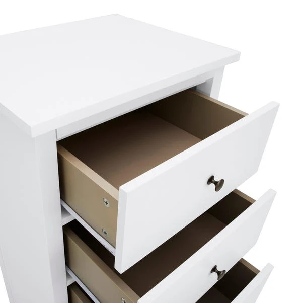 Lynton Tall Small 5 Drawer Chest, White - Image 6