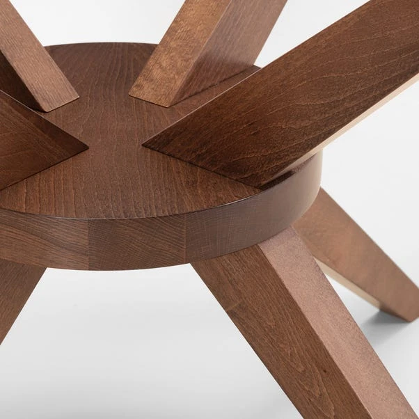 Chelsea 4 Seater Round Dining Table, Brown Wood, Glass - Image 2