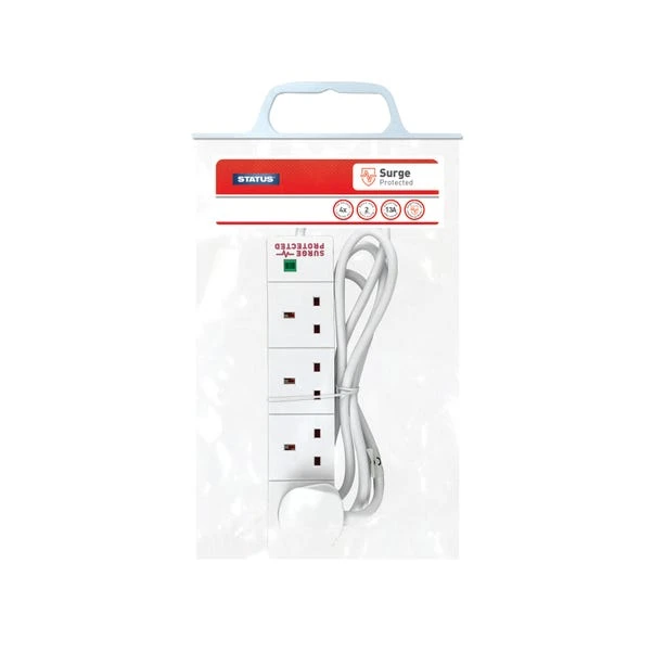 Status 4-Way 2 Metre Surge Protected Extension Lead