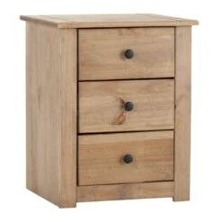 Panama 3 Drawer Bedside Table, Pine
