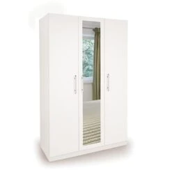 Harmony Acton Triple Wardrobe, White & Mirrored
