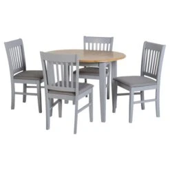 Oxford 4-6 Seater Oval Extendable Dining Table With 4 Chairs, Grey