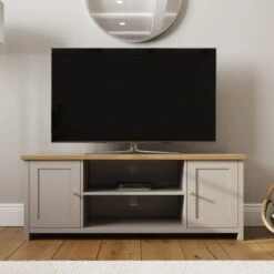 Lancaster TV Unit, Grey And Oak For TVs Up To 55"