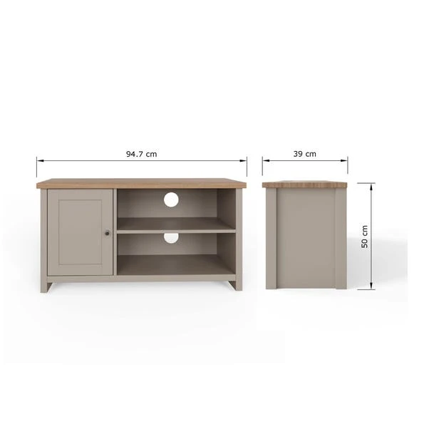 Lancaster Compact TV Unit, Grey And Oak For TVs Up To 42" - Image 6