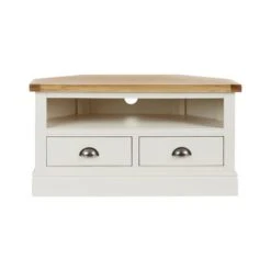 Compton Corner TV Unit, Ivory And Oak For TVs Up To 42"