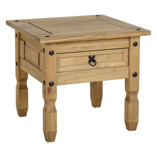 Corona 1 Drawer Lamp Table, Pine