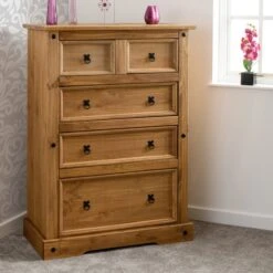 Corona 5 Drawer Chest, Pine