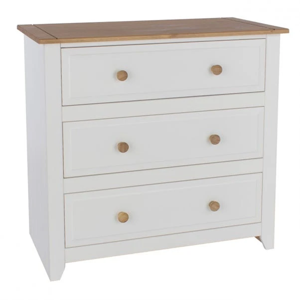 Capri 3 Drawer Chest, White & Pine