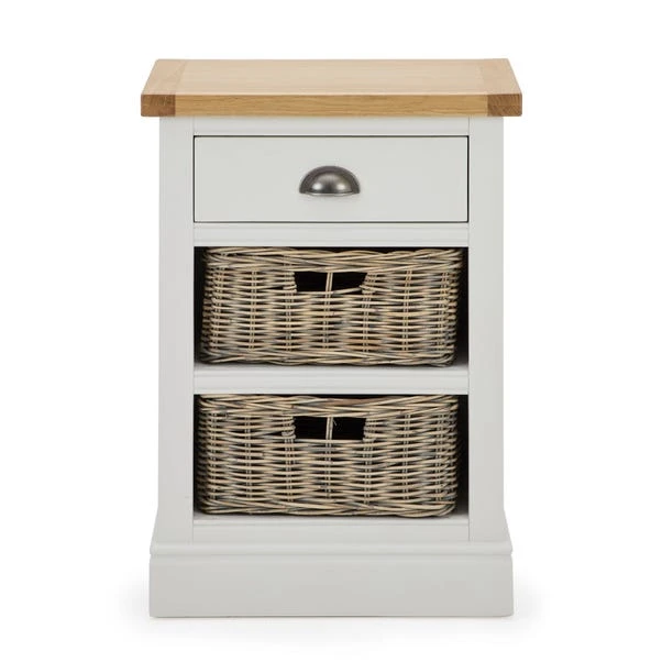 Compton Tall Side Table With Baskets, Ivory - Image 2