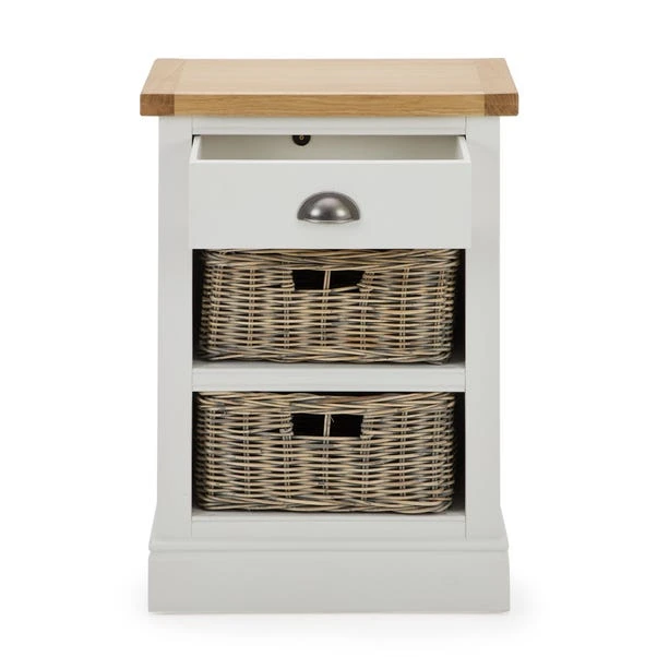 Compton Tall Side Table With Baskets, Ivory - Image 3