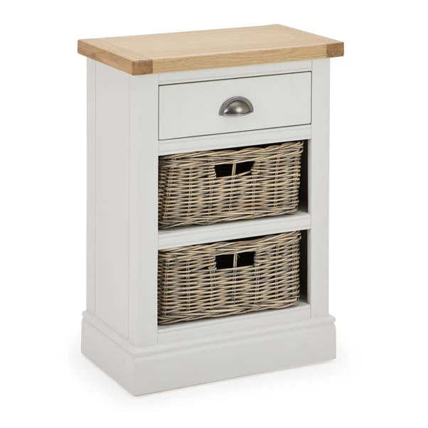 Compton Tall Side Table With Baskets, Ivory - Image 4