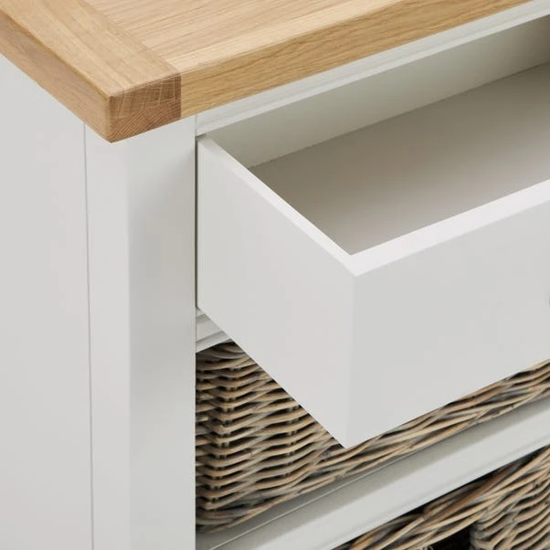 Compton Tall Side Table With Baskets, Ivory - Image 5