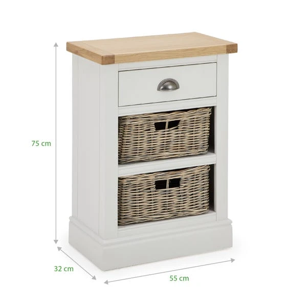 Compton Tall Side Table With Baskets, Ivory - Image 8