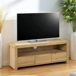 Curve TV Unit, Oak For TVs Up To 50"