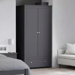 Radley Double Wardrobe, Dark Grey & Pine