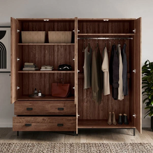 Fulton 4 Door Wardrobe, Pine - Image 2