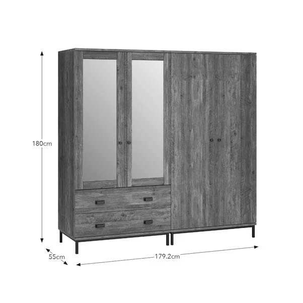 Fulton 4 Door Wardrobe, Pine - Image 7