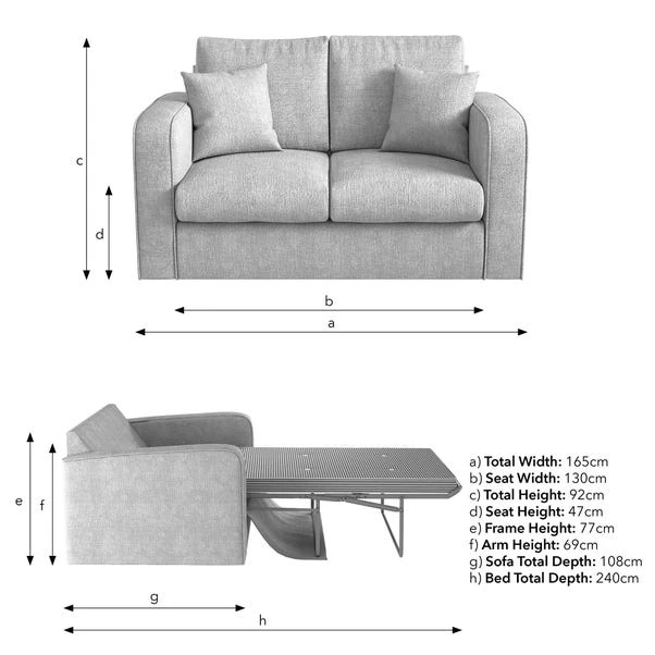Carson Deep Sit Chunky Chenille Luxury 2 Seater Double Sofa Bed - Image 20