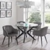Hayden 4 Seater Round Glass Top Dining Table With 4 Hobart Chairs