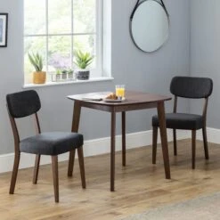 Lennox 2 Seater Square Dining Table With 2 Farringdon Chairs, Beech Wood