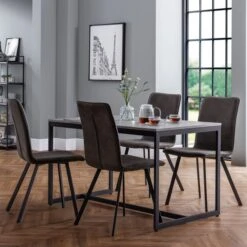 Staten 4 Seater Rectangular Dining Table With 4 Monroe Chairs, Grey