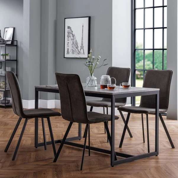 Staten 4 Seater Rectangular Dining Table With 4 Monroe Chairs, Grey