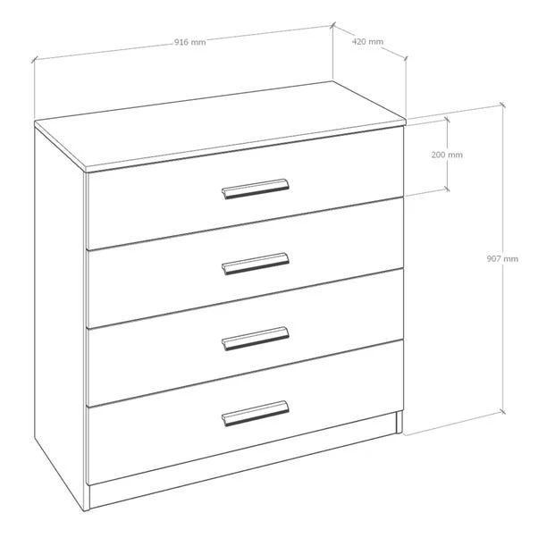 Harmony Norland 4 Drawer Chest, Graphite Grey - Image 3
