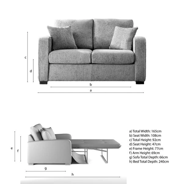 Carson Deep Sit Chunky Chenille Luxury 2 Seater Double Sofa Bed - Image 10