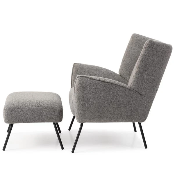 Hana Sherpa Chair With Footstool - Image 3