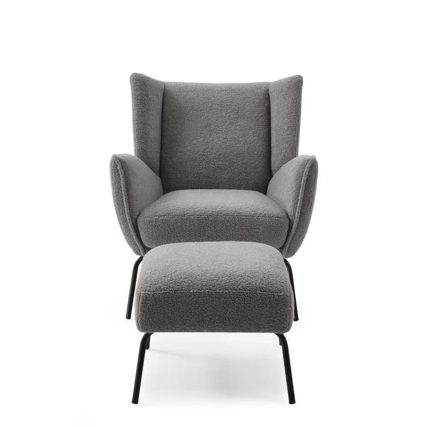 Hana Sherpa Chair With Footstool - Image 4