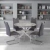Alden 4 Seater Round Glass Top Dining Table, Marble Effect