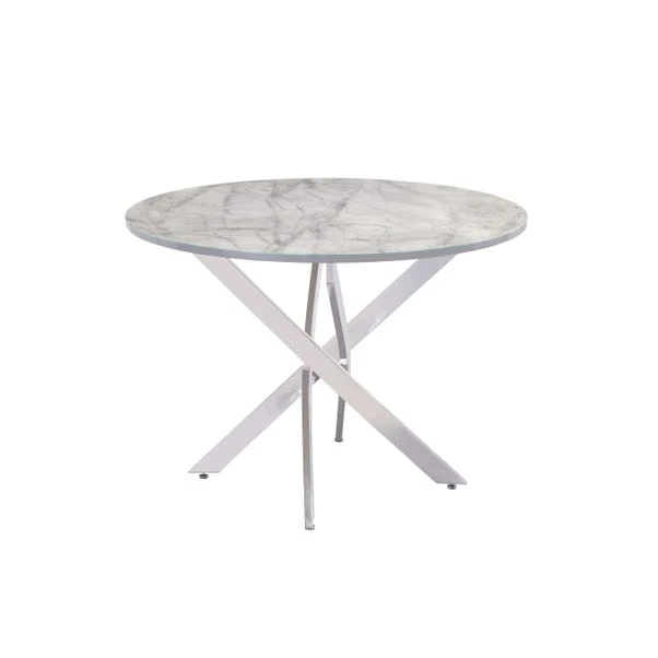 Alden 4 Seater Round Glass Top Dining Table, Marble Effect - Image 2
