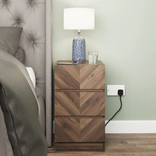 Set Of 2 Taranto 3 Drawer Bedside Tables, Walnut - Image 6