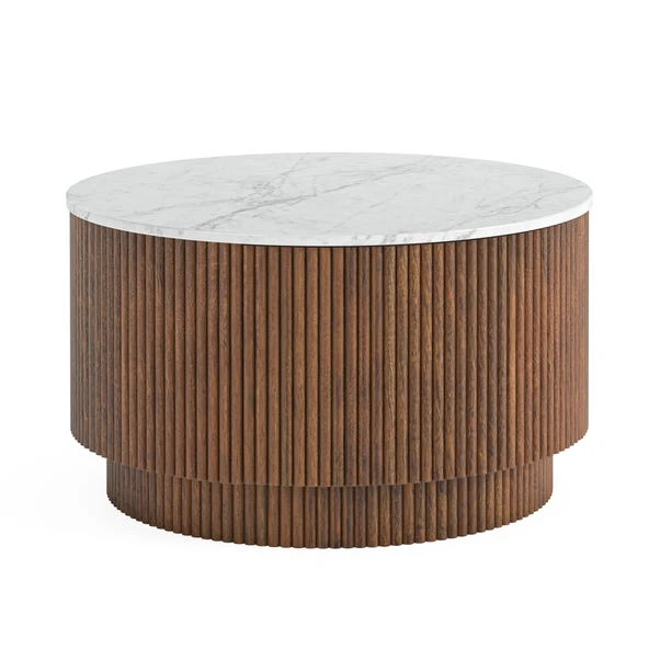 Kiera Coffee Table, Mango Wood & Real Marble - Image 2