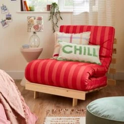 Mito Striped Pink Single Futon