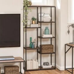 Quincy 5 Shelf Bookcase, Weathered Oak