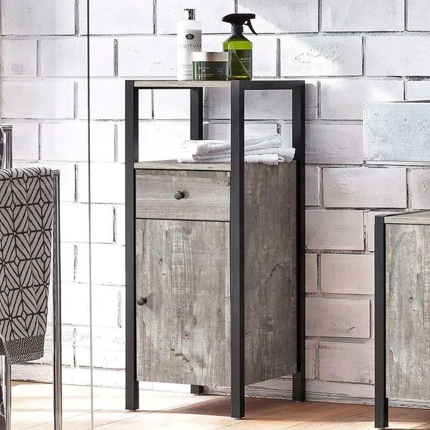 Colton Single Bathroom Cabinet, Concrete Effect - Image 3