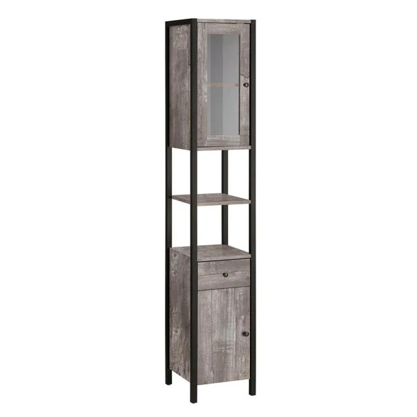 Colton Concrete Effect Tallboy Storage Unit With Mirrored Door