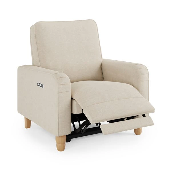 Beatrice Luna Fabric Power Recliner Armchair, Natural - Image 8