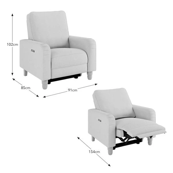 Beatrice Luna Fabric Power Recliner Armchair, Natural - Image 10