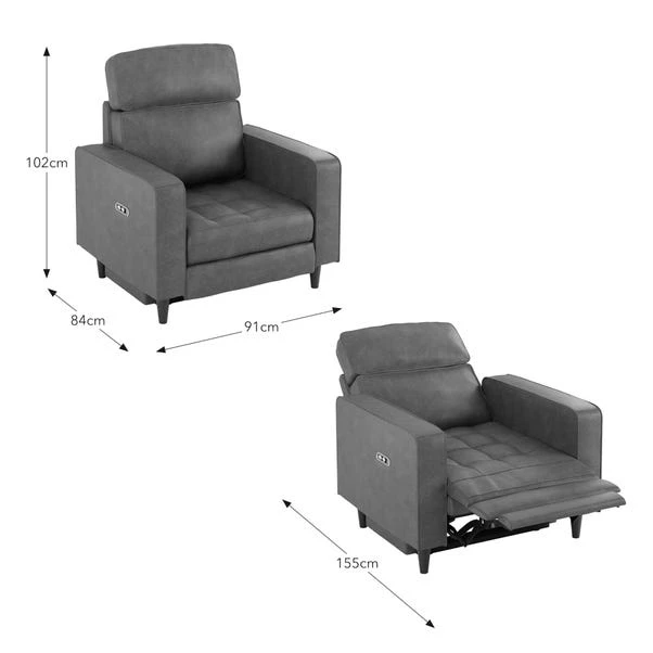 Zoe Faux Leather Power Recliner Armchair, Mocha - Image 10