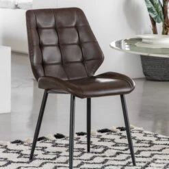 Set Of 2 Mesa Faux Leather Dining Chairs