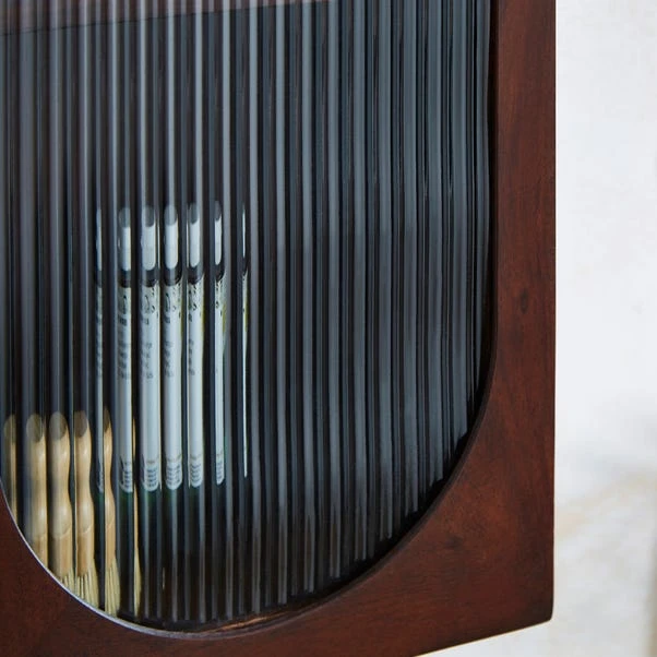 Elias Wall Cabinet, Acacia Wood, Mirror And Reeded Glass - Image 3