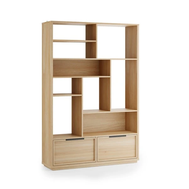 Hardy Wide Bookcase With 2 Drawers, Oak Effect - Image 7
